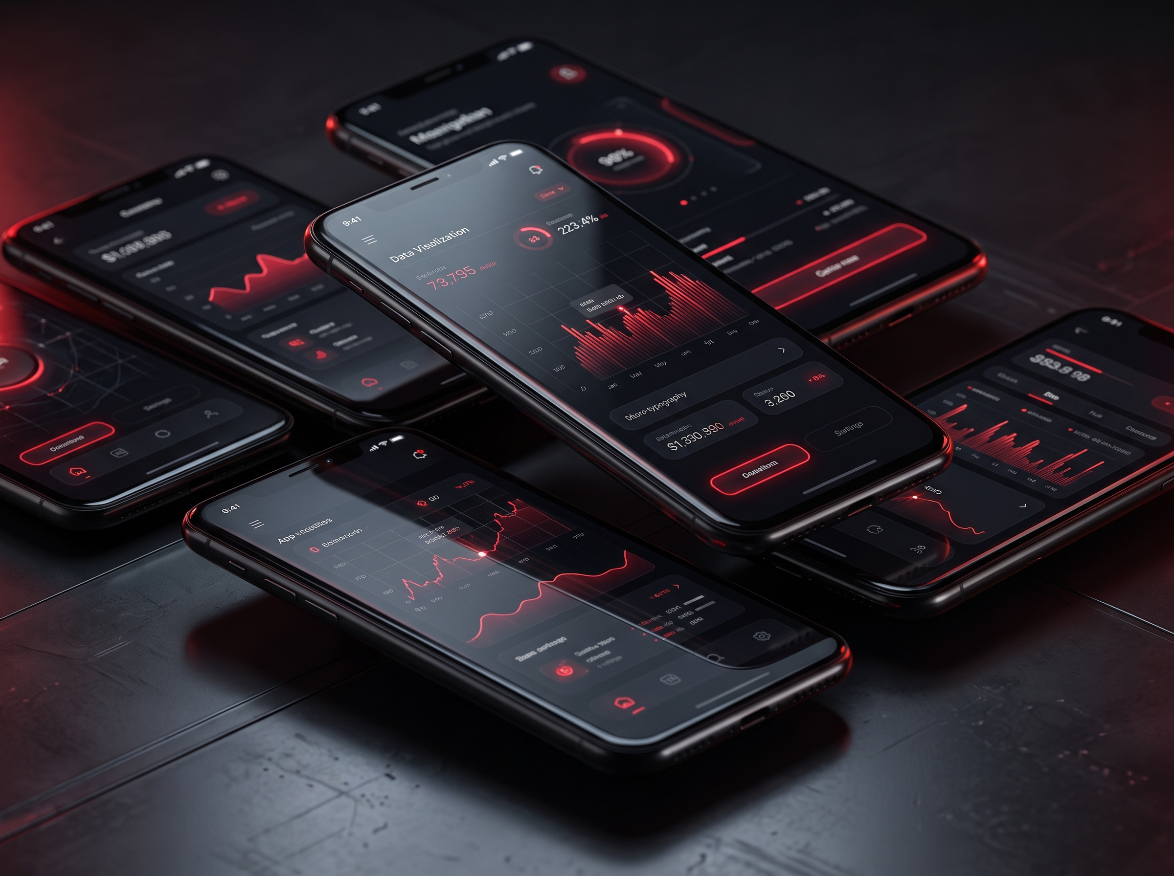Mobile app development: smartphone mockups showing product UI and interactions