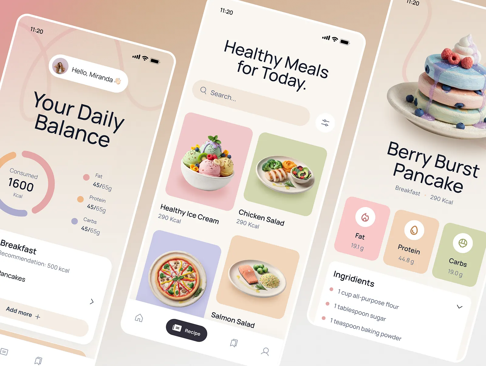 Custom iOS and Android mobile app screens
